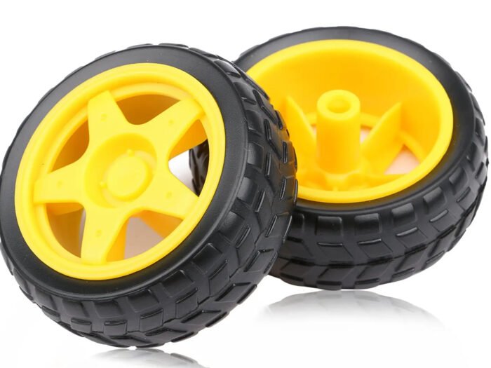 65mm Yellow Rubber Wheel for TT Gear Motor Robot Car