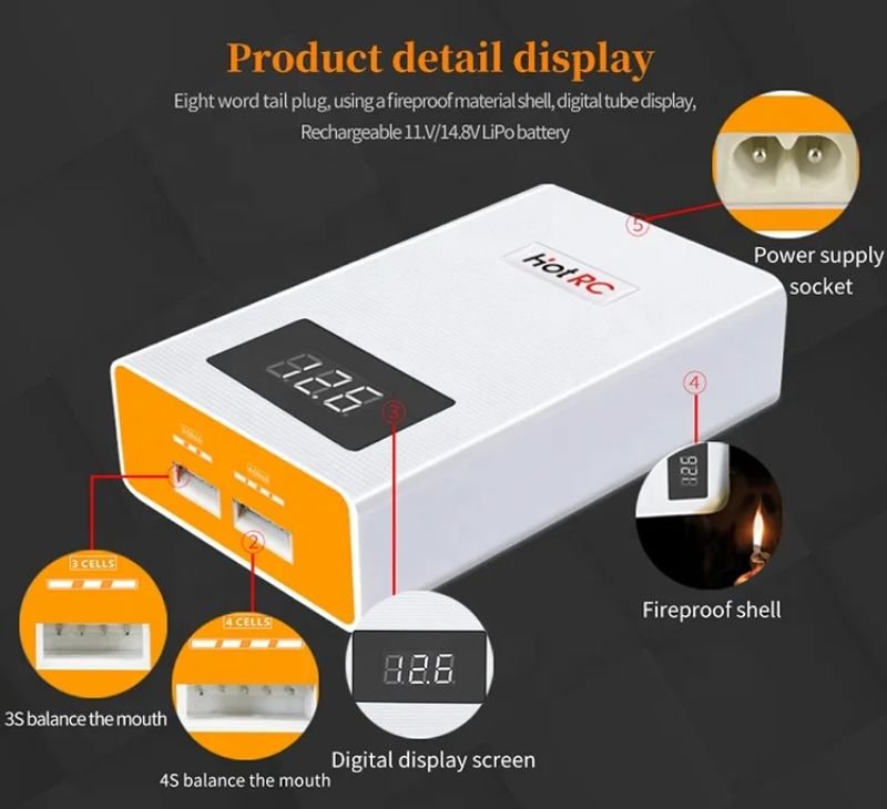 HOTRC A400 3S / 4S LiPo Battery Balance Charger 40W - Image 3