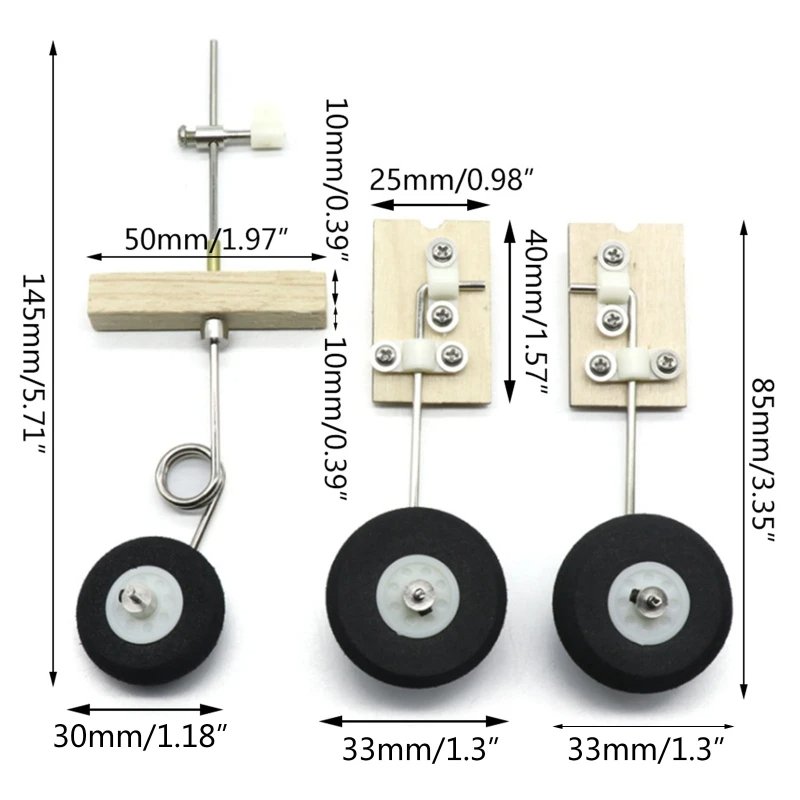 RC Airplane Wheel Landing Gear Kit for F22 / SU-27 Foam Planes - Image 3
